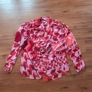 Eva Mendes for New York & Company Red Geometric Blouse